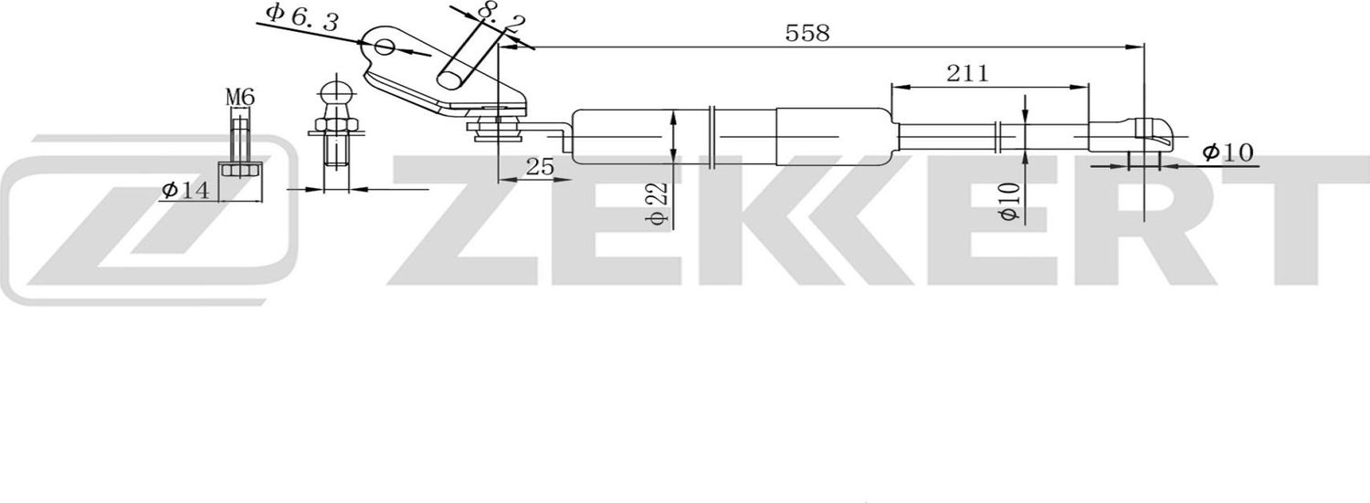 Амортизатор (упор) багажника Zekkert. Артикул GF-2615