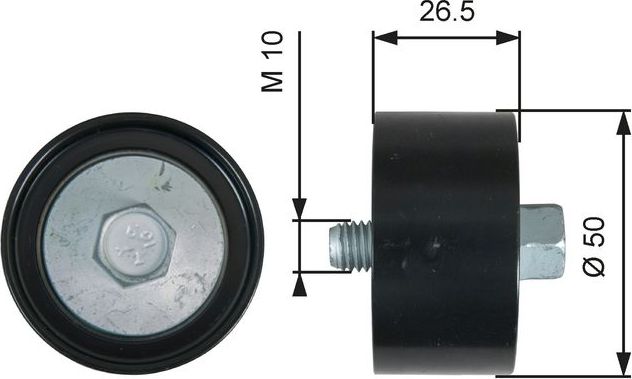 Направляющий (ведущий) ролик приводного поликлинового ремня Gates (Металл). Артикул T36537
