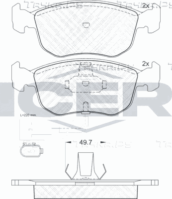 Тормозные колодки Icer передние для Ford Mondeo I 1993-1996. Артикул 180957