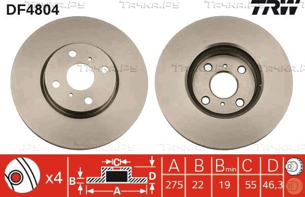 Тормозной диск TRW. Артикул DF4804