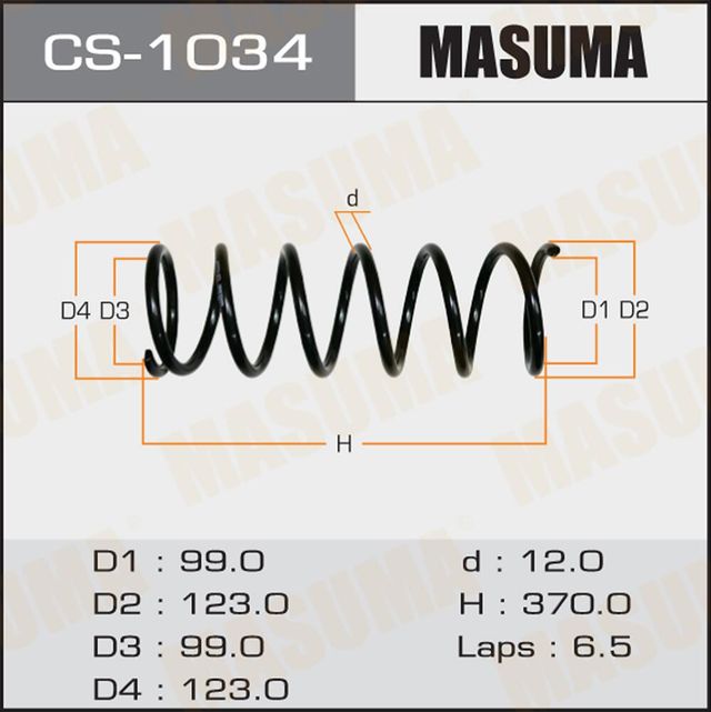 Пружина подвески Masuma задняя правая/левая для Toyota Cresta V (X100) 1996-2001. Артикул CS-1034