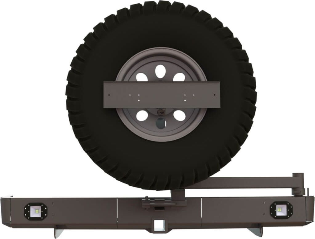 Бампер силовой STC задний для Mitsubishi Pajero Sport III 2015-2026 с квадратом под фаркоп и фарами заднего хода/ ПТФ. Артикул STC-MPS3-BR-L2