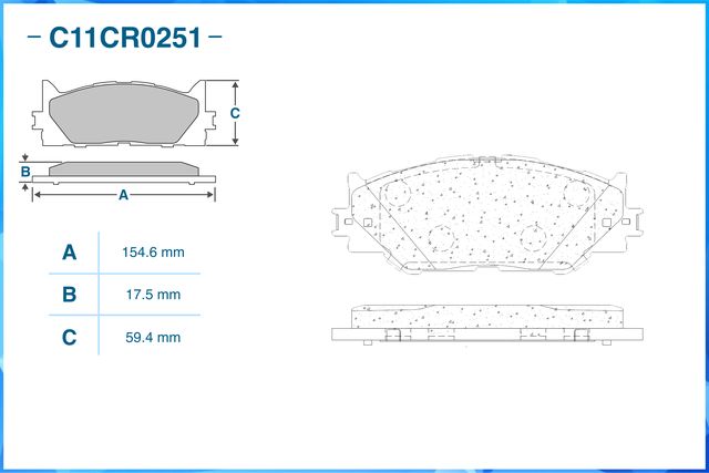 Колодки тормозные передние (Low Metallic) (Cworks). Артикул C11CR0251