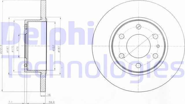 Тормозной диск Delphi задний для IVECO Daily IV 2006-2011. Артикул BG4165