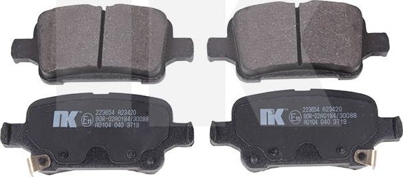 Тормозные колодки NK задние для Opel Astra K 2015-2026. Артикул 223654