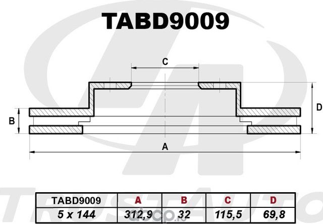 Тормозной диск (Trustauto). Артикул TABD9009