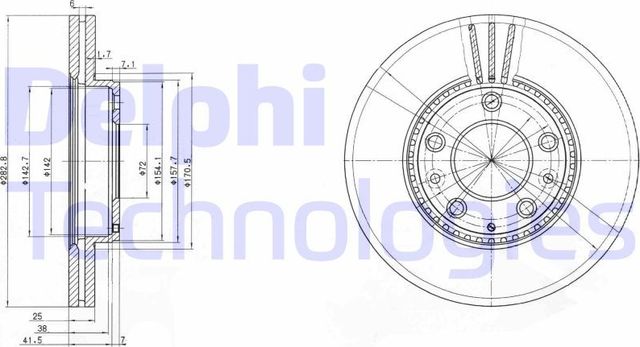 Тормозной диск Delphi передний для Mazda 6 I (GG) 2002-2008. Артикул BG3874