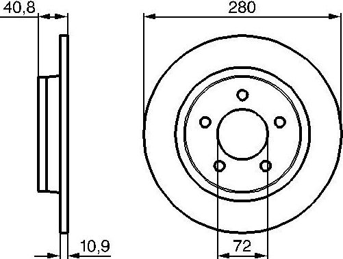 Тормозной диск Bosch задний для Mazda 3 I (BK) 2003-2008. Артикул 0 986 479 181