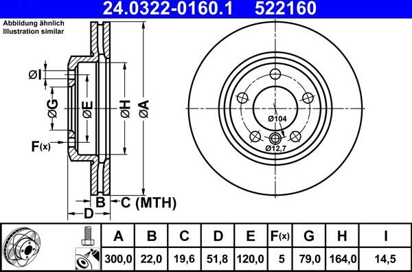 Тормозной диск ATE PowerDisc. Артикул 24.0322-0160.1