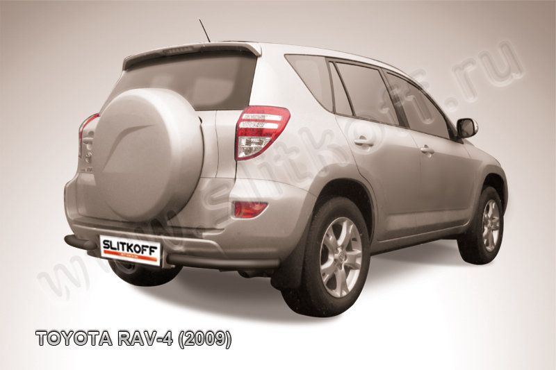 Защита Slitkoff задняя d57 уголки ЧЕРНАЯ матовая для Toyota RAV4 III SWB 2009-2010. Артикул TR409-016B