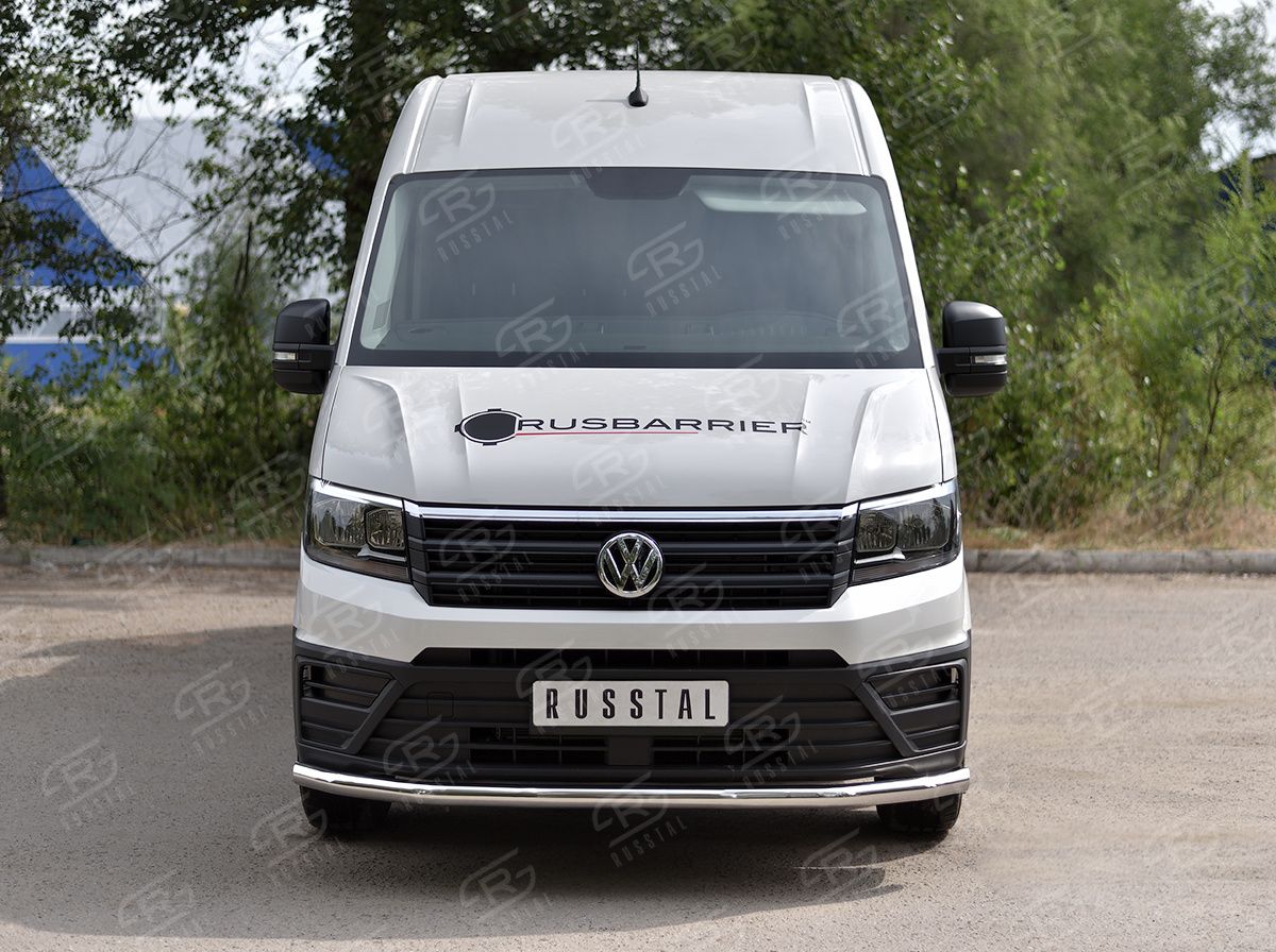 Защита RusStal переднего бампера d63 секции для Volkswagen Crafter 2017-2026. Артикул VWCRZ-003453