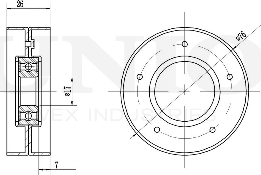 Ролик поликлинового ремня натяжной (Unio). Артикул TNS-10140