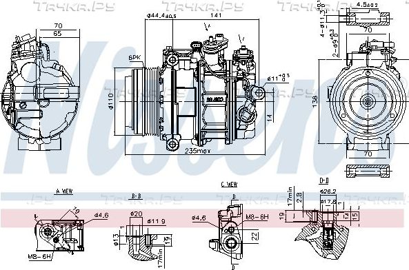 Компрессор кондиционера Nissens ** FIRST FIT ** для Mercedes-Benz V-Класс II 2014-2026. Артикул 890749