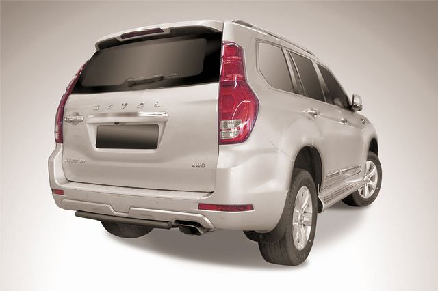 Защита Slitkoff заднего бампера d57 короткая для Haval H9 I рестайлинг 2017-2026 Черная. Артикул HavH9-17-008B