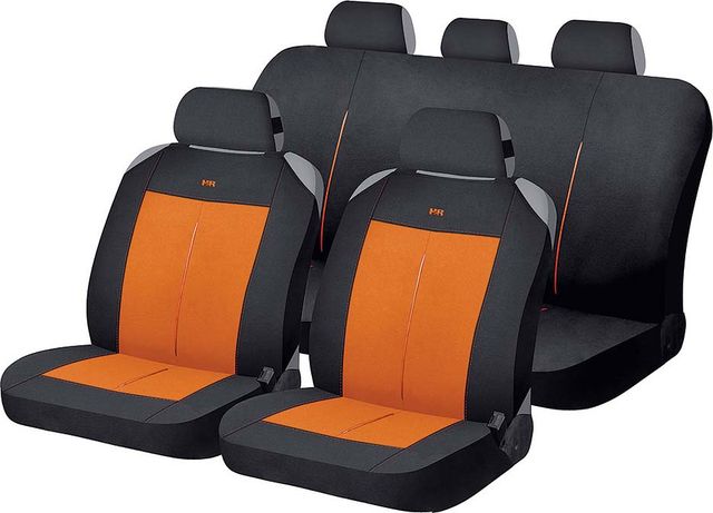 Накидки универсальные Hadar Rosen Vertical на сидения авто, цвет Оранжевый/черный/Оранжевый. Артикул 22182