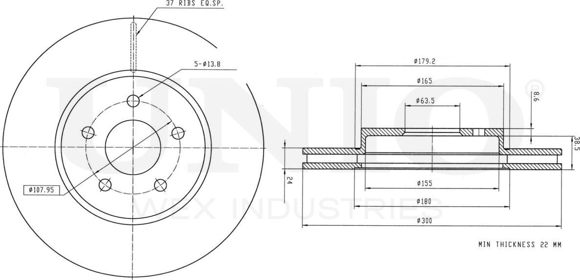 Диск тормозной (Unio). Артикул BRD-20128