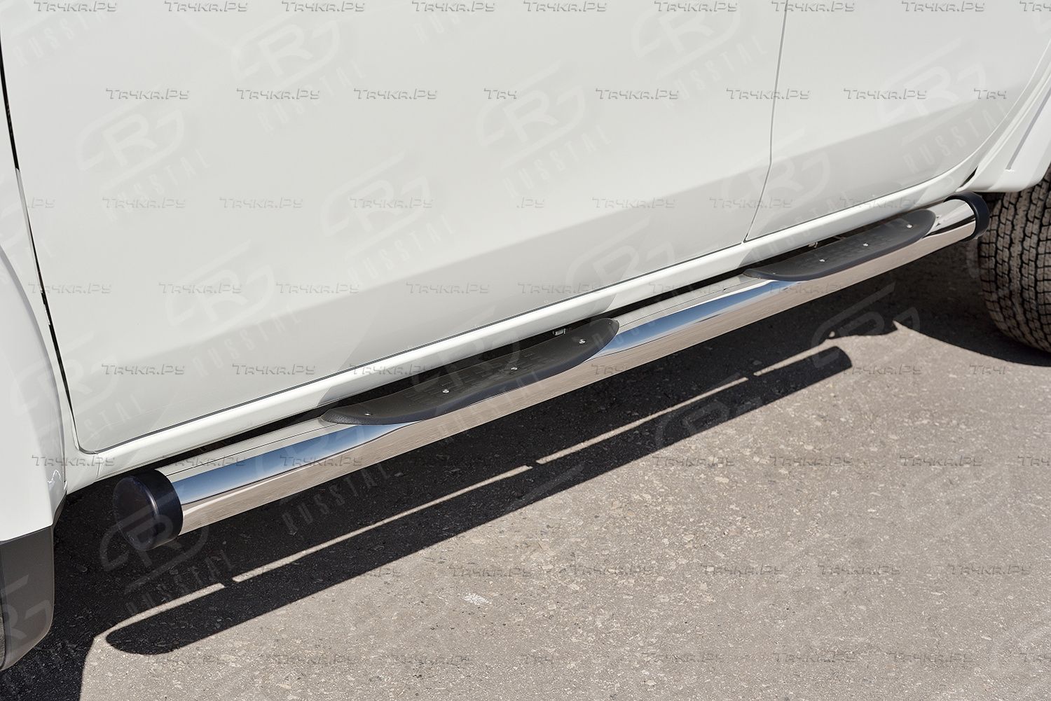 Защита порогов РусCталь труба d76 (вариант 2) для Mitsubishi L200 V 2015-2019. Артикул ML2T-0022492