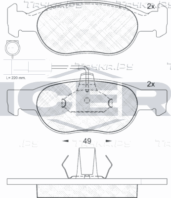 Тормозные колодки Icer для Alfa Romeo 145 I 1996-2001. Артикул 181242