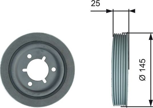 Шкив коленвала Gates (Металл). Артикул TVD1056