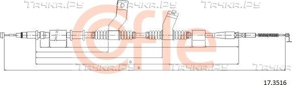 Трос ручника (тросик ручного тормоза) Cofle задний правый для Chevrolet Lacetti 2003-2013. Артикул 92.17.3516