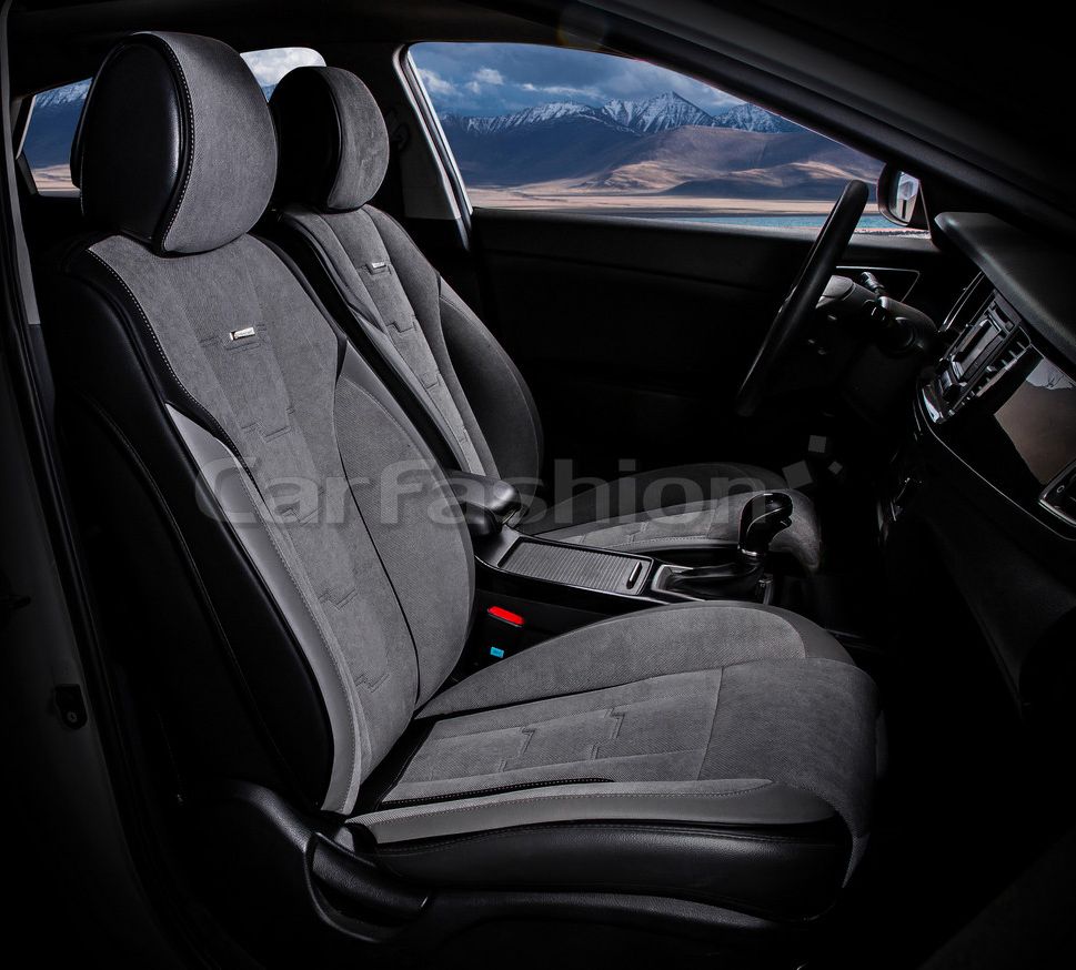 Накидки универсальные CarFashion Smart на передние сидения авто, цвет Серый/Черный/Серый. Артикул 21078