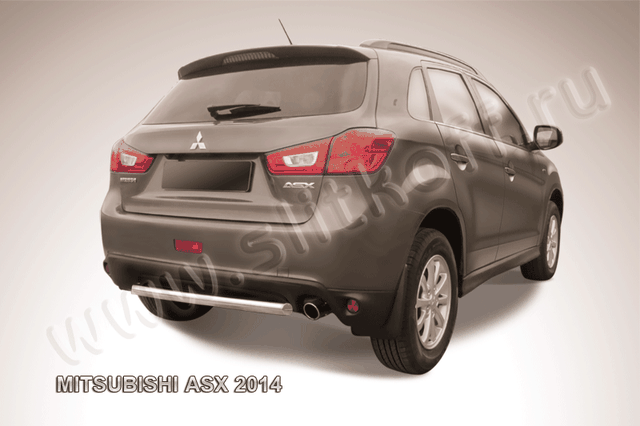 Защита Slitkoff заднего бампера d57 короткая для Mitsubishi ASX 2012-2016. Артикул MAS14-014
