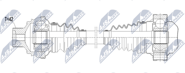 Полуось (привод в сборе, приводной вал) NTY задняя правая/левая для Audi A7 I (4G) 2010-2018. Артикул NPW-VW-079