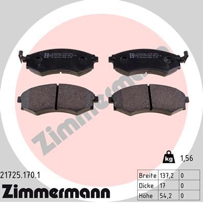Тормозные колодки Zimmermann передние для Daewoo Musso 1999-2002. Артикул 21725.170.1
