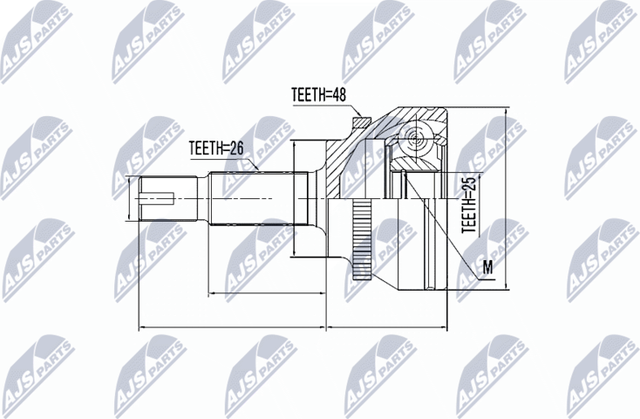 Шрус наружный (граната) NTY передний правый для Toyota Avensis II 2003-2008. Артикул NPZ-TY-060