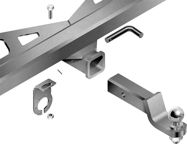 Фаркоп Bizon с хромированной накладкой для Mitsubishi Pajero Sport III рестайлинг 2021-2026. Быстросъемный крюк. Артикул FA 0290-E(N)