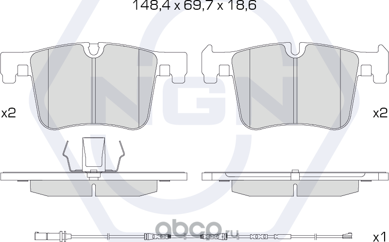 Колодки тормозные керамические, передние (NGN). Артикул 3502109