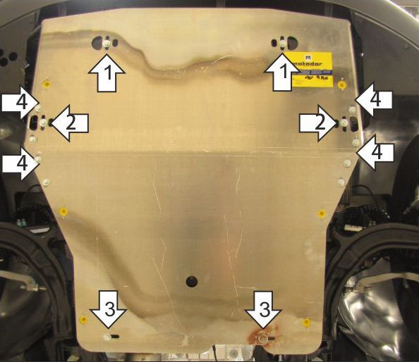 Защита алюминиевая Мотодор для двигателя и КПП Volkswagen Multivan T5 2003-2015. Артикул 32723
