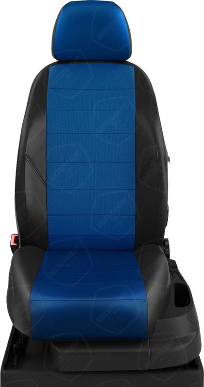 Чехлы Автолидер на сидения для Peugeot Partner II ( Tepee) 2008-2023, цвет Черный/Синий. Артикул PG21-0606-EC05