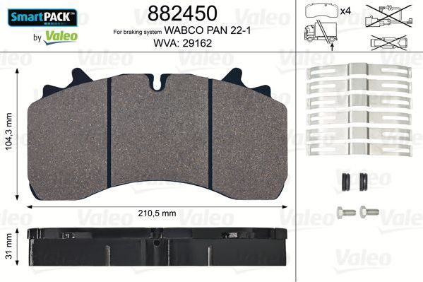 Тормозные колодки Valeo SmartPack передние для Volvo  FL7 1985-1998. Артикул 882450