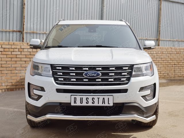 Защита RusStal переднего бампера d63 волна для Ford Explorer V 2015-2017. Артикул FEZ-002655