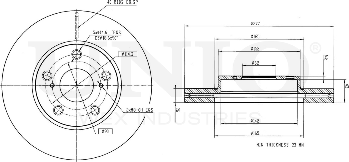 Диск тормозной (Unio). Артикул BRD-20168
