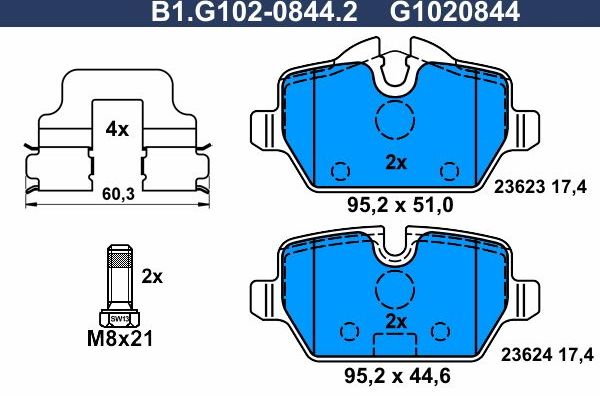 Тормозные колодки Galfer. Артикул B1.G102-0844.2