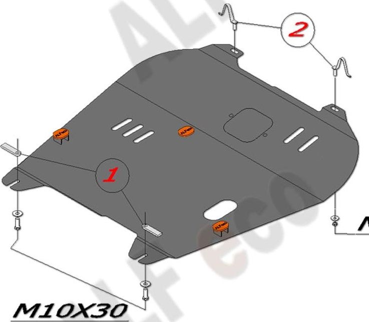 Защита алюминиевая Alfeco для картера и КПП Mitsubishi Outlander XL 2006-2012. Артикул ALF.14.03 AL4