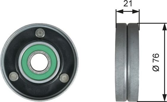 Направляющий (ведущий) ролик приводного поликлинового ремня Gates (Металл). Артикул T36730