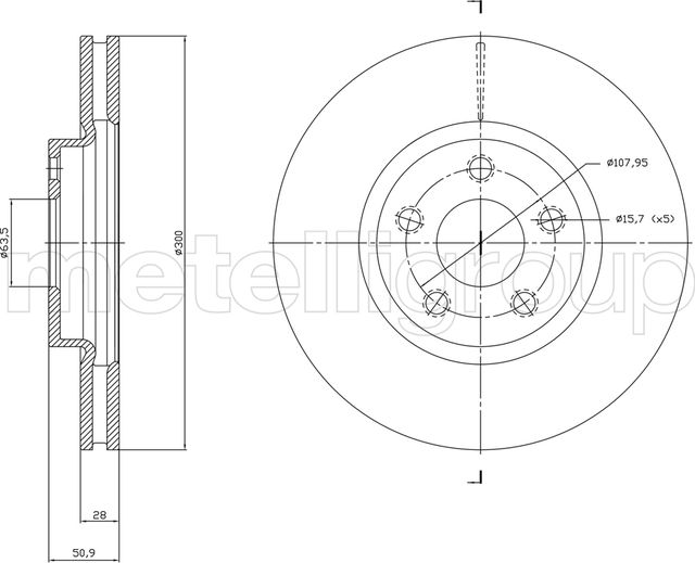 Тормозной диск Metelli передний для Ford S-MAX II 2015-2026. Артикул 23-1834C