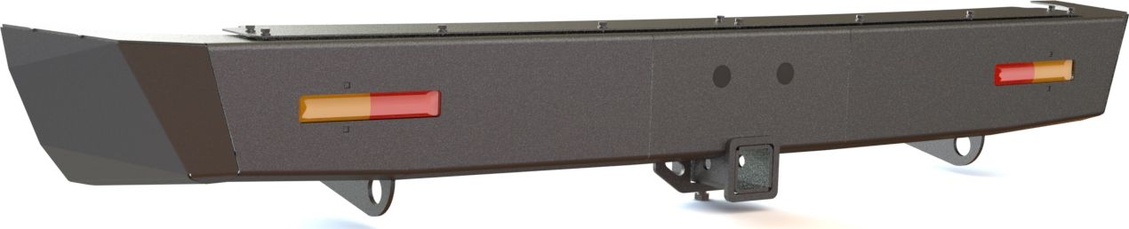 Бампер силовой задний STC для Toyota Land Cruiser Prado 120 2002-2009 с квадратом под фаркоп и дублирующими фонарями. Артикул STC-TLCP120-BR-L1