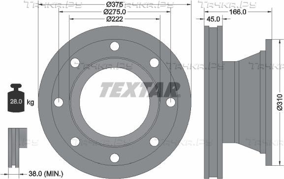 Тормозной диск Textar. Артикул 93192300