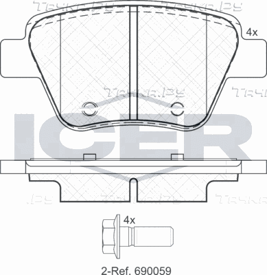 Тормозные колодки Icer задние для Volkswagen Golf VI 2008-2013. Артикул 181967