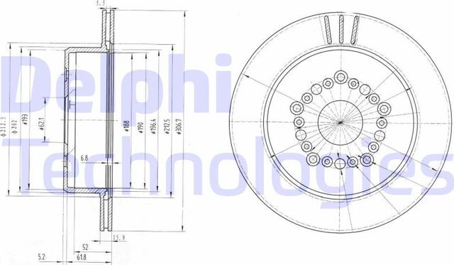 Тормозной диск Delphi задний для Lexus LS II 1994-2000. Артикул BG3230