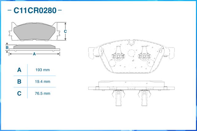 Тормозные колодки передние (Cworks). Артикул C11CR0280
