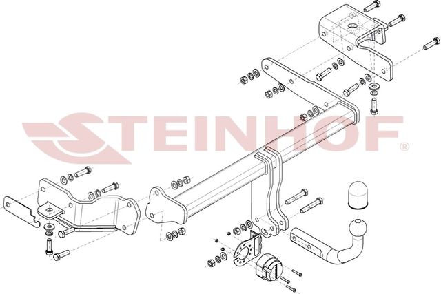 Фаркоп Steinhof для Hyundai Santa Fe IV рестайлинг 2WD/4WD 2020-2026. Быстросъемный крюк. Артикул H-288