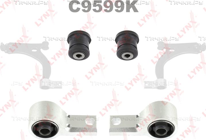 Сайлентблок переднего рычага подвески LYNXauto KIT для Ford Fusion I 2002-2012. Артикул C9599K