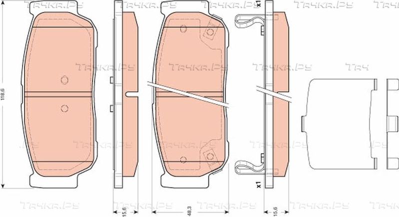 Тормозные колодки TRW задние для SsangYong Kyron I 2005-2015. Артикул GDB3417