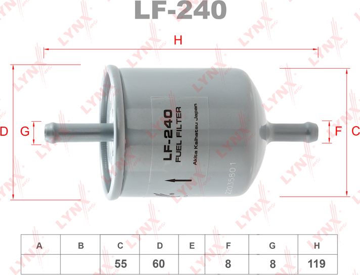 Топливный фильтр LYNXauto. Артикул LF-240