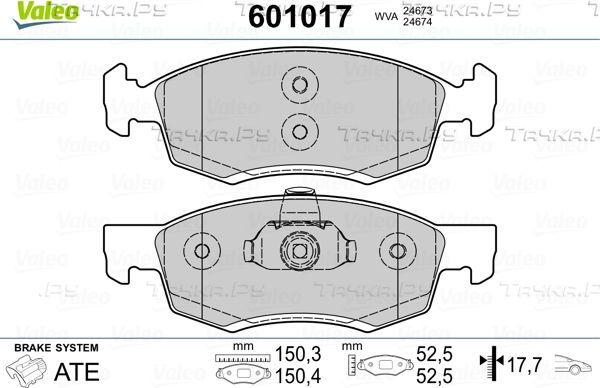 Тормозные колодки Valeo передние для Renault Logan I 2007-2012. Артикул 601017